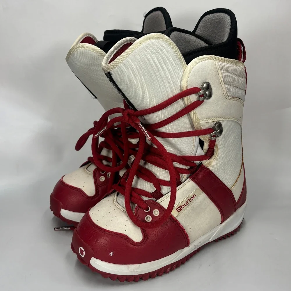 Burton Freestyle Snowboard Boots Women's 6 Red White Lace Up Winter Sports